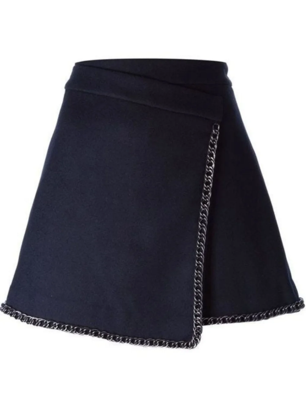 Nwt Tory Burch Brenda Navy Chain Trim Wrap Mini Skirt Size 8